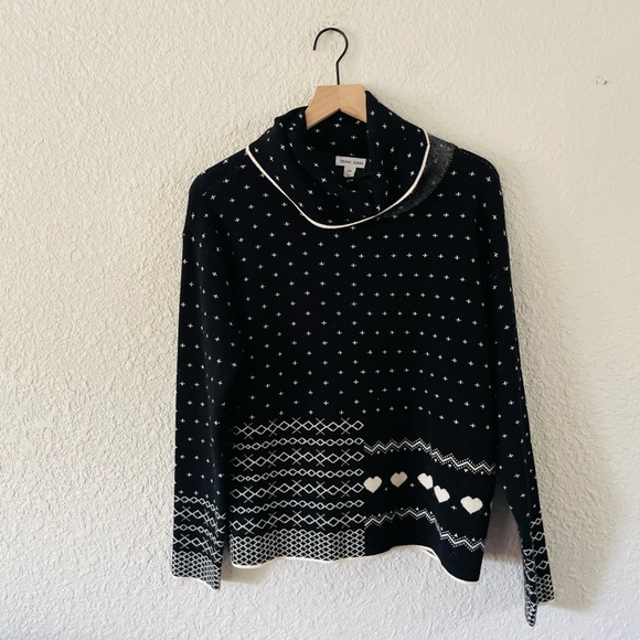 Tribal Jeans Black & Cream Hearts and Dots Turtleneck Sweater - Picture 1 of 10